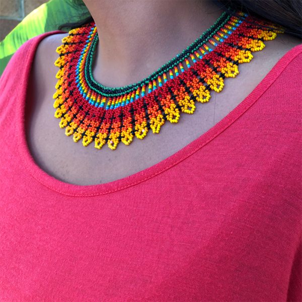 Exotic, Colorful Choker Necklace With Bright Colors