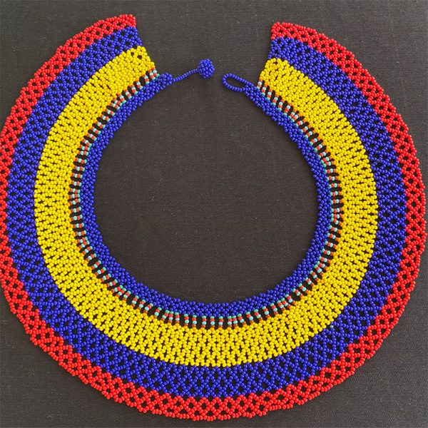 Exotic Choker Necklace With Red, Purple And Yellow Tones